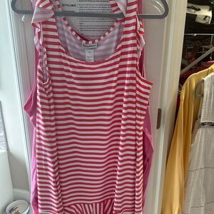 Tommy Bahama Hot Pink White dress w ruffle New with Tags Valentine ready